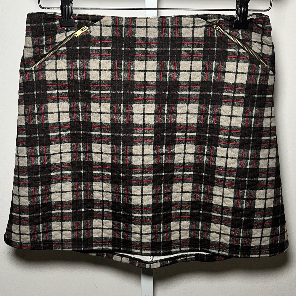 Princess Vera Wang Size 3 Vintage Plaid Mini Skirt Black Red Grey with Zippers
